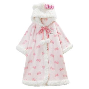 Gukoo/果壳睡袍冬HelloKitty联名家居服斗篷睡袍珊瑚绒睡衣D