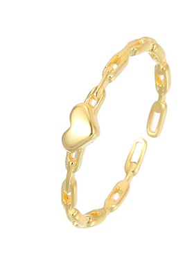 S925纯银镂空链条爱心戒指