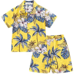 个性炸街男童夏装套装2026新款洋气儿童度假沙滩服宝宝潮酷两件套