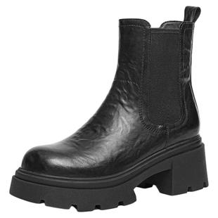 红蜻蜓切尔西靴2025秋冬新款女鞋厚底粗跟中筒靴加绒保暖烟筒靴女