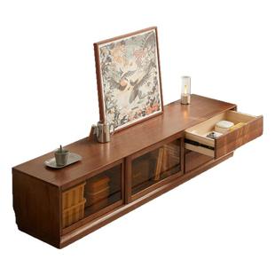 北欧实木电视柜落地胡桃木色地柜高级感客厅茶几电视柜组合柜立柜