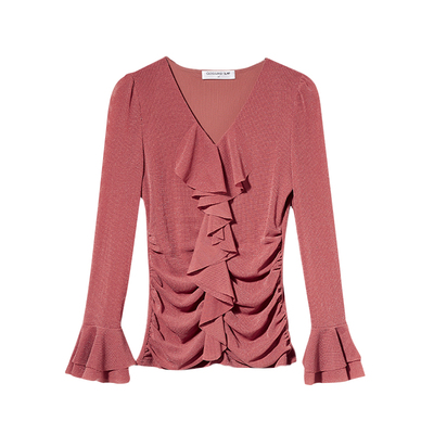 早秋女装修身显瘦小衫网纱打底衫