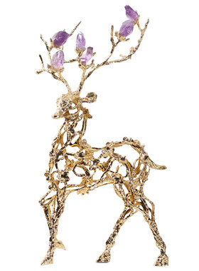 紫水晶梅花福鹿样板间书房摆件