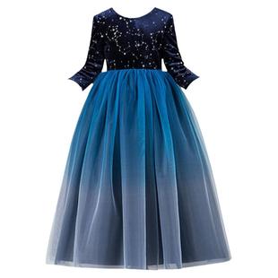 女童钢琴演出服高档主持礼服乐团合奏指挥服儿童公主裙超仙秋冬款