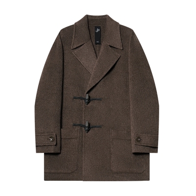 JDV商场同款纯羊毛大衣中长款秋冬季保暖加厚羊角扣双面呢外套