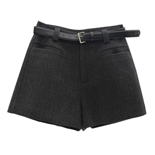 希贝尔茜茜高腰短裤女2025冬季A字阔腿裤韩版小个子显瘦呢子靴裤