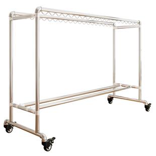 304不锈钢加固晾衣架单杆落地式202加厚晾衣架家用阳台卧室挂衣杆