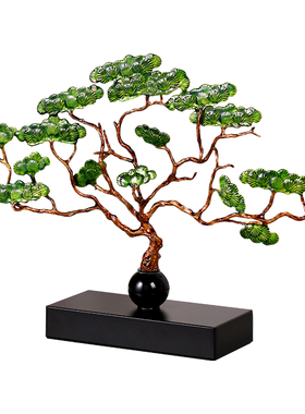 新中式迎客松摆件禅意客厅玄关