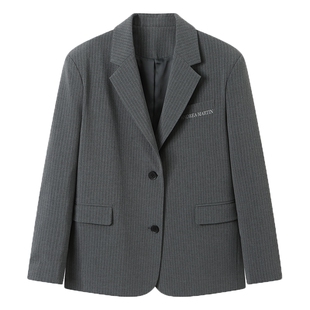 ANDREA MARTIN秋冬新款条纹logo中性风西装外套套装