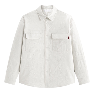 【商场同款】太平鸟男装提花长袖衬衫新款宽松加绒外套B2CHG1114