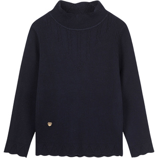 暇步士童装女童毛衣25秋冬新品大童打底衫甜美高领毛衣儿童针织衫