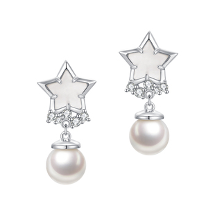 CINNLER伴星系列贝母星星锆石珍珠吊坠气质个性耳钉生日礼物