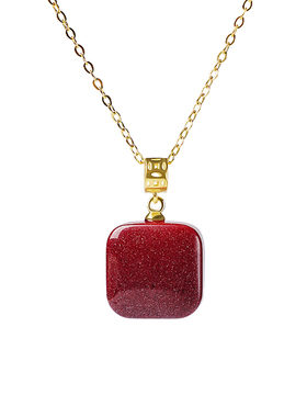 宫里上新天然朱砂无事牌方糖项链