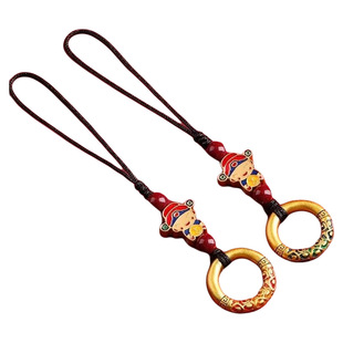 小财神手机挂绳挂件招财吊坠女精致高级男款U盘汽车钥匙扣潮手工固定编织