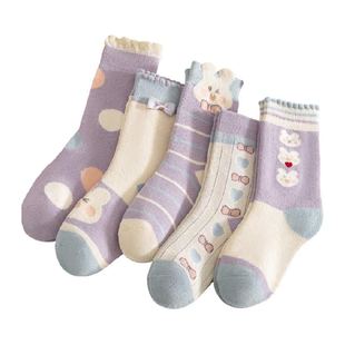 棉奇熊女童袜子秋冬款加厚加绒儿童毛圈袜棉宝宝棉袜女宝冬季