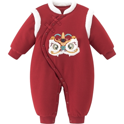 宝宝夹棉抗菌保暖连体哈衣