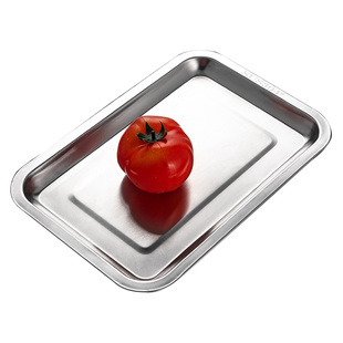 onlycook 304不锈钢托盘长方形盘子餐盘商用菜盘深盘烤盘烧烤方盘