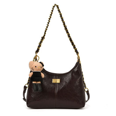 单肩斜挎包链条通勤水桶包包女