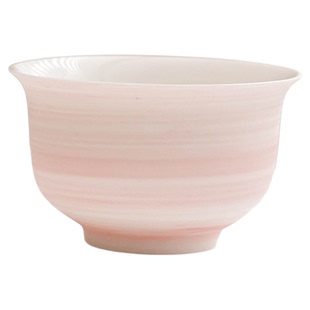 宜集堂田园风云雾功夫茶杯女款女士高级感主人杯粉色线条品茗杯子