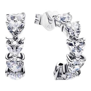 Pandora潘多拉闪耀心形开口耳环成排心形点缀礼物