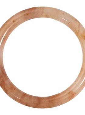 纯天然桃花酿粉色圆条手镯真玉