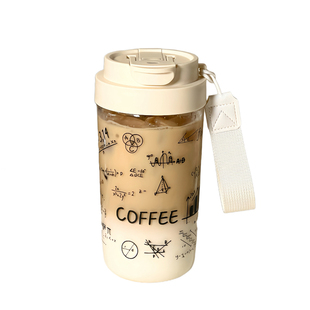 高硼硅咖啡玻璃水杯子耐高温食品级吸管杯女生高颜值夏天外出携带