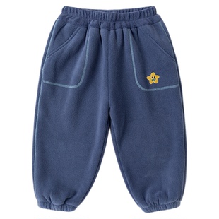 儿童一体绒卫裤宝宝裤子加绒冬季新款男童针织长裤女宝保暖休闲裤