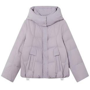 热风女士羽绒服2025年冬季新款连帽蓬松泡芙羽绒服保暖御寒羽绒服