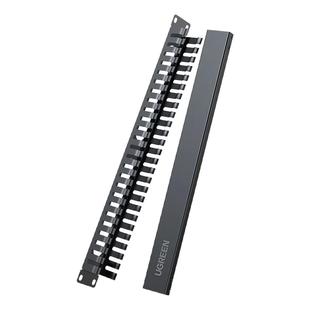 绿联24/50口理线架网线光纤跳线排理线环槽1u加厚金属工程网络服务器电话线缆整理19英寸机柜房配线架