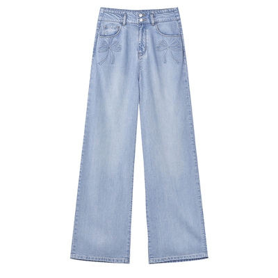 MISS COCOON可可尼直筒垂感阔腿裤2025秋季新款天丝薄款牛仔裤女