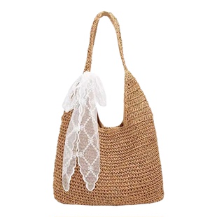 橙子少女草编包度假风托特包女大容量夏日海边编织沙滩包出游包包