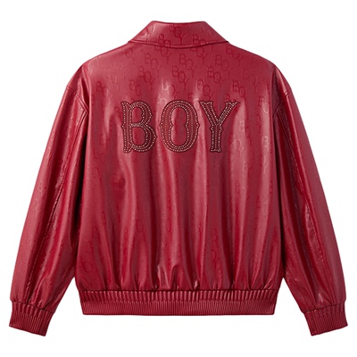 BOYLONDON立体字母长袖朋克风仿皮新春红外套26年春季新款N44000