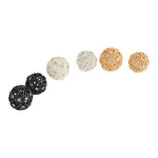 14K包金保色枪黑镂空镶嵌锆石珠绣球隔珠散珠diy饰品手链项链配件