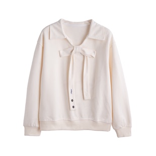 蝴蝶结设计感酒红色卫衣女春秋季2026新款宽松大码polo领上衣外套