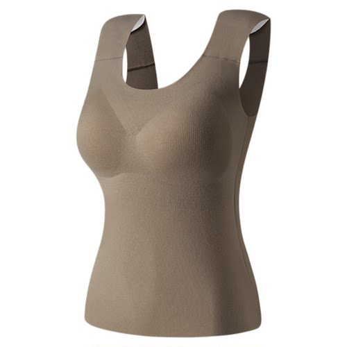 免穿文胸垫肩保暖背心女无痕隐形粉底肤内衣秋冬季打底直角肩上衣
