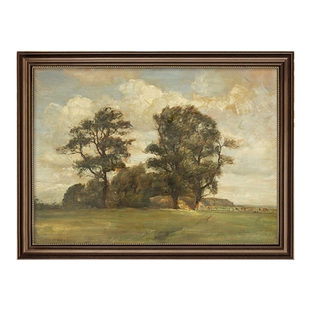 致橡树风景美式餐厅装饰画复古风油画饭厅背景墙挂画法式高档壁画