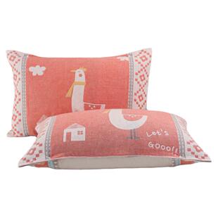 枕巾一对装全棉四层纱布防滑不脱落半包按扣式枕头巾一等品