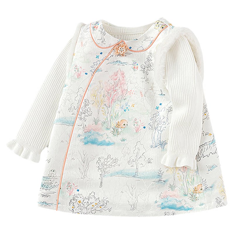 巴拉巴拉套装女童背心裙新中式春