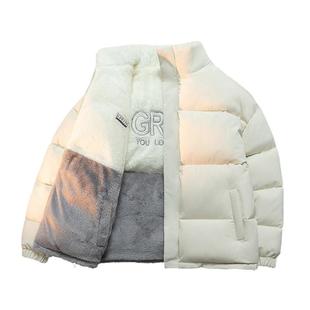 NASA STUSY美式2025冬季加厚羊羔绒双面穿棉衣男款羽绒棉服外套