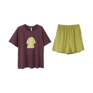 安之伴【巨凉感】睡衣女款夏季纯棉家居服短袖短裤萌宠小狗可外穿
