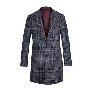 JODOLL乔顿【意大利进口VBC面料】男格纹大衣英伦风中长款呢外套