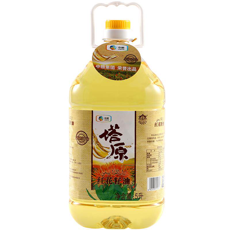 中粮塔原新疆纯红花籽油食用油大桶5L亚油酸高家用油一级物理压榨