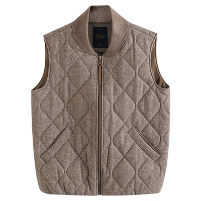 PLUS CRASH冬季新款老钱风绵羊毛加厚菱形棉马甲高级感男装