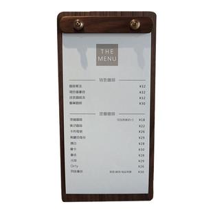 立式菜单夹板A4价目展示牌咖啡店吧台桌面立牌夹纸架A5木制展示牌