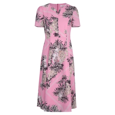 马天奴粉色印花雪纺连衣裙