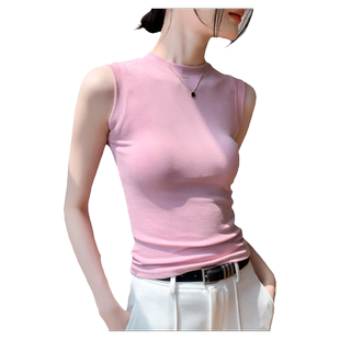 小圆领吊带背心女2026莫代尔紧身收腰遮副乳无袖T恤内搭打底衫薄