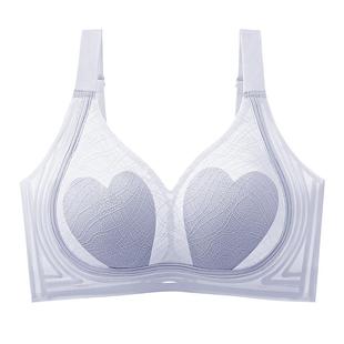 润微内衣女大胸显小防下垂薄款10A抑菌轻薄不凸点收副乳调整文胸