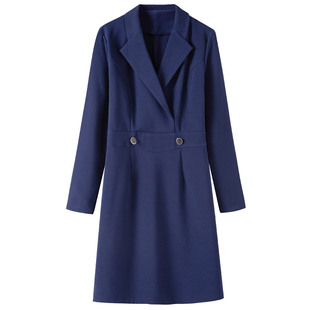 胖人连衣裙春秋新款大码宽松长袖西装裙子加肥加大显瘦遮肚200斤