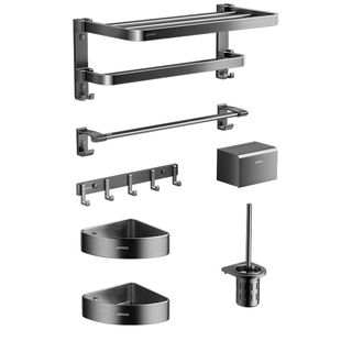 九牧毛巾架卫浴免打孔卫生间置物架浴巾架五金挂件浴室太空铝架子