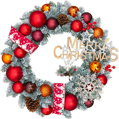 圣诞落雪花环藤条弘信美陈